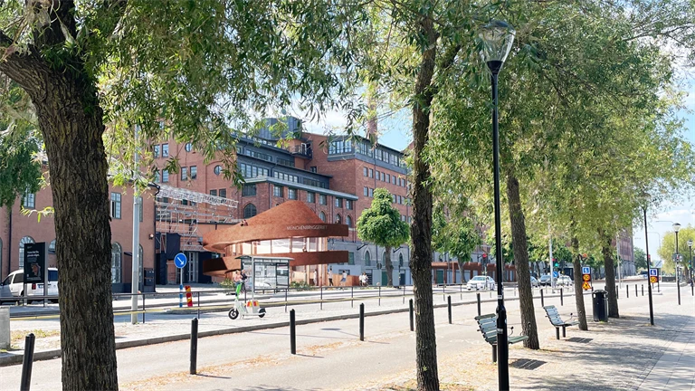Ingången med skylt munchenbryggeriet.